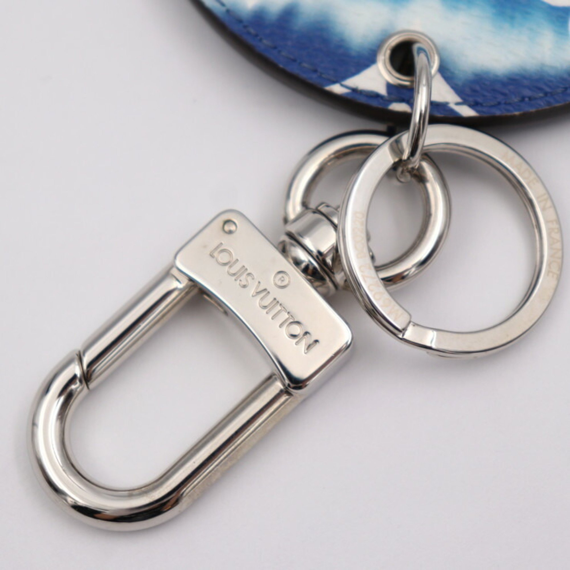 LOUIS VUITTON Louis Vuitton Portocre Illustre Keychain M69272 Leather Blue White Silver Metal Fittings Key Ring Bag Charm