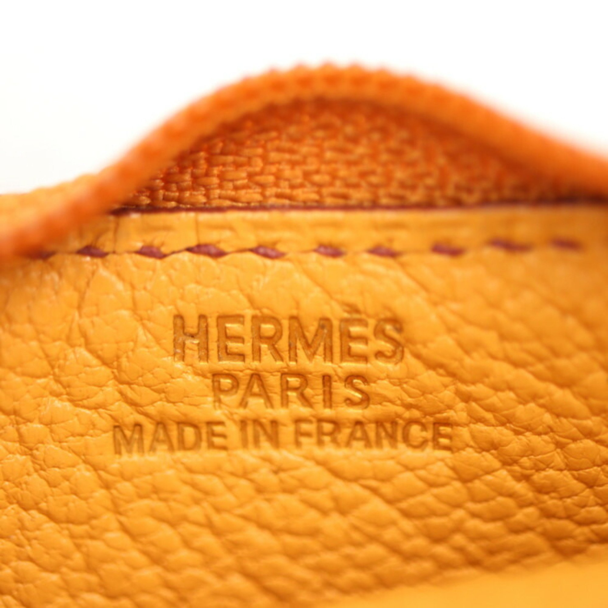 HERMES Hermes Fruit Coin Case Banana Chevre Natural Sable Purse □F Engraving