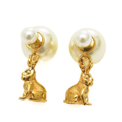 Christian Dior Dior Tribal Earrings Rabbit Metal/Resin Pearl Gold/White