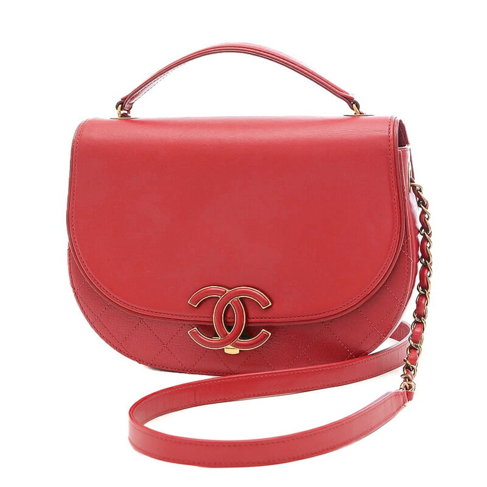 Chanel matelasse 2-way chain bag leather red gold hardware | eLADY Globazone