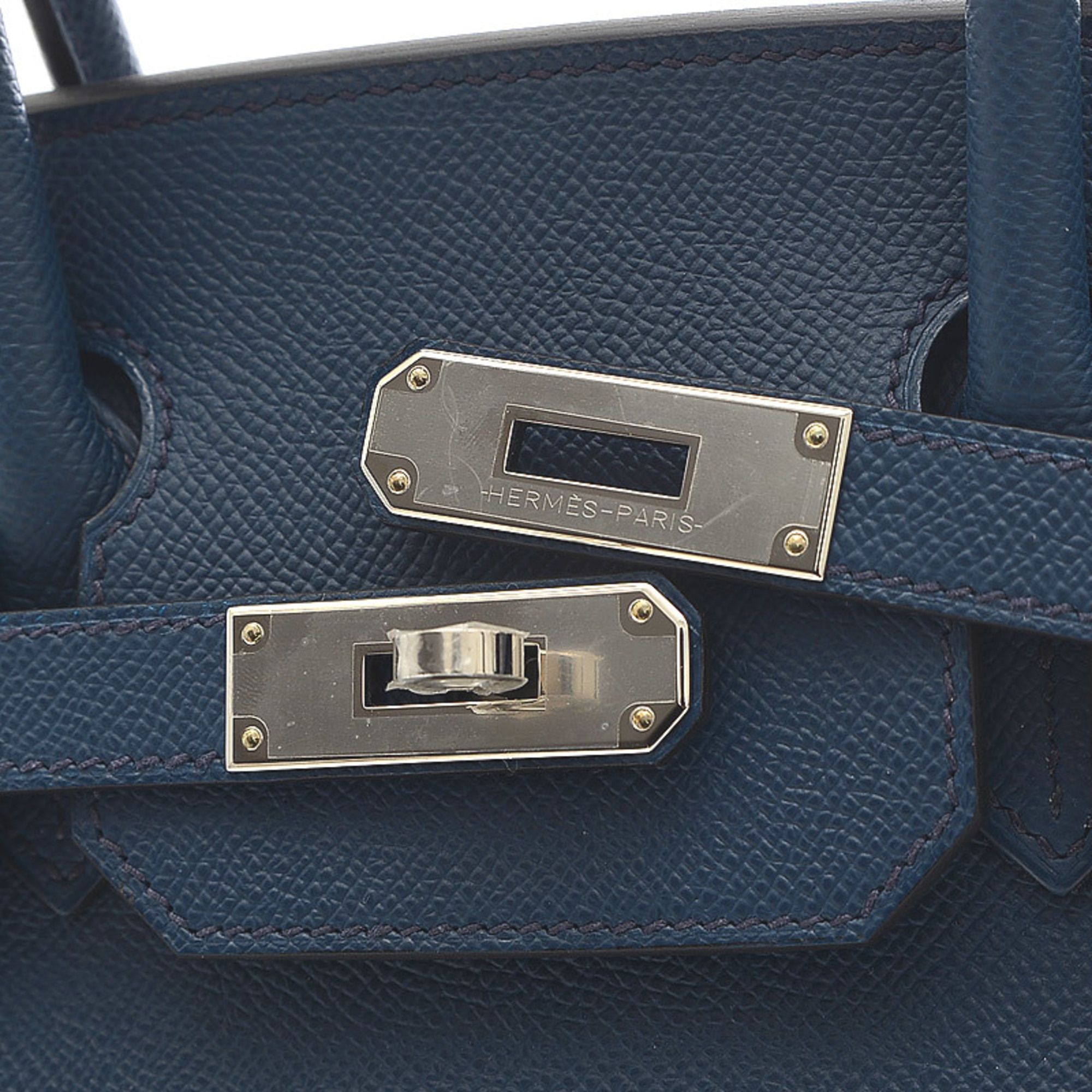 Hermes Birkin 30 Serie Epson Handbag Blue de Plus Silver metal fittings B stamp