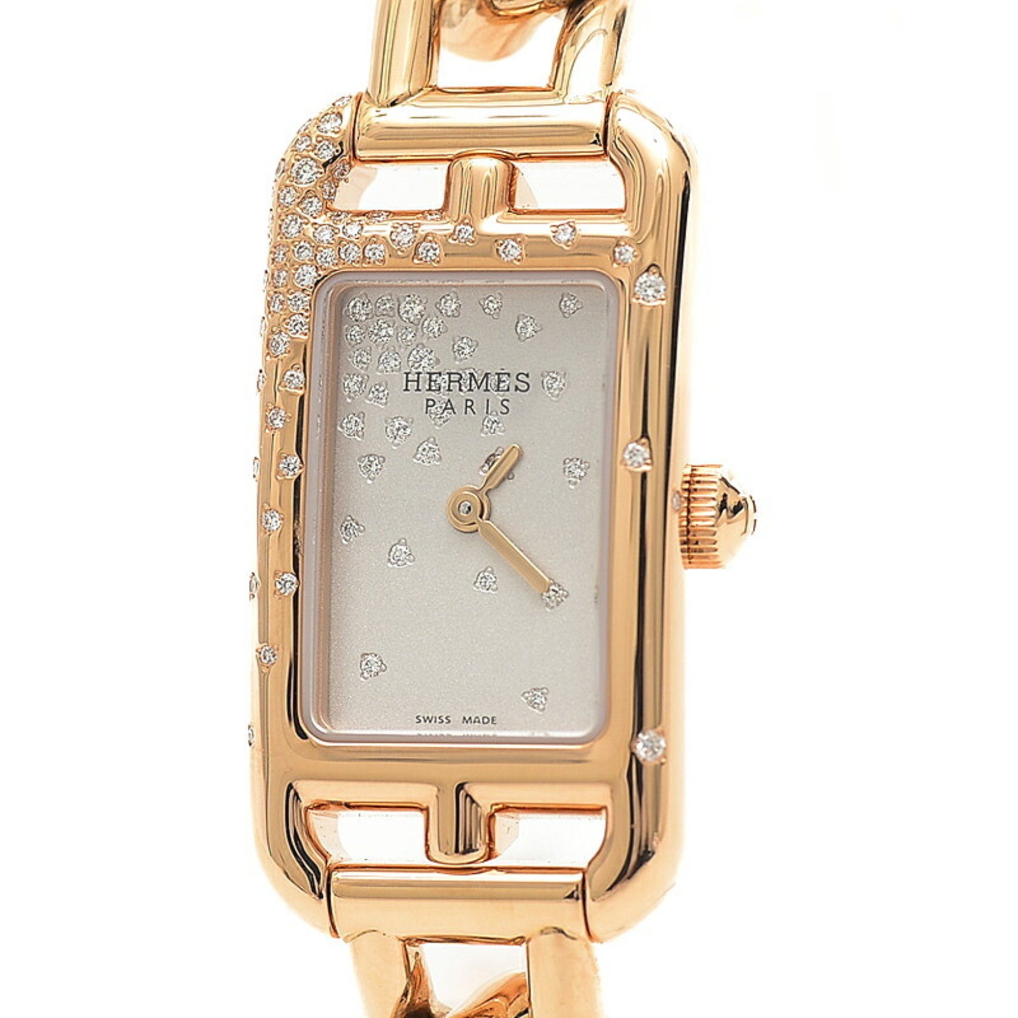 Hermes Nantucket Women's Watch White Dial K18PG/Diamond Quartz NA2.172
