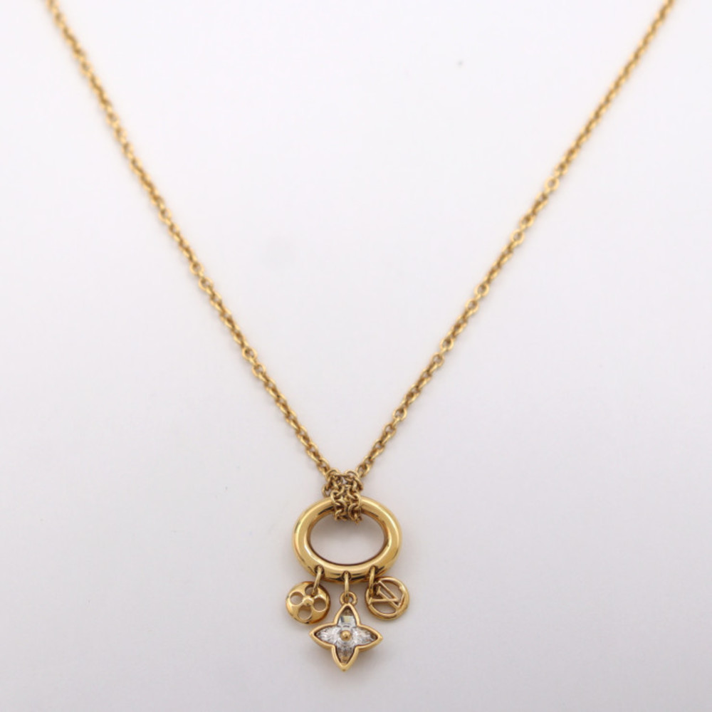 Louis Vuitton Collier My Blooming Strass Necklace M00592 Metal Gold LV Circle Monogram Flower