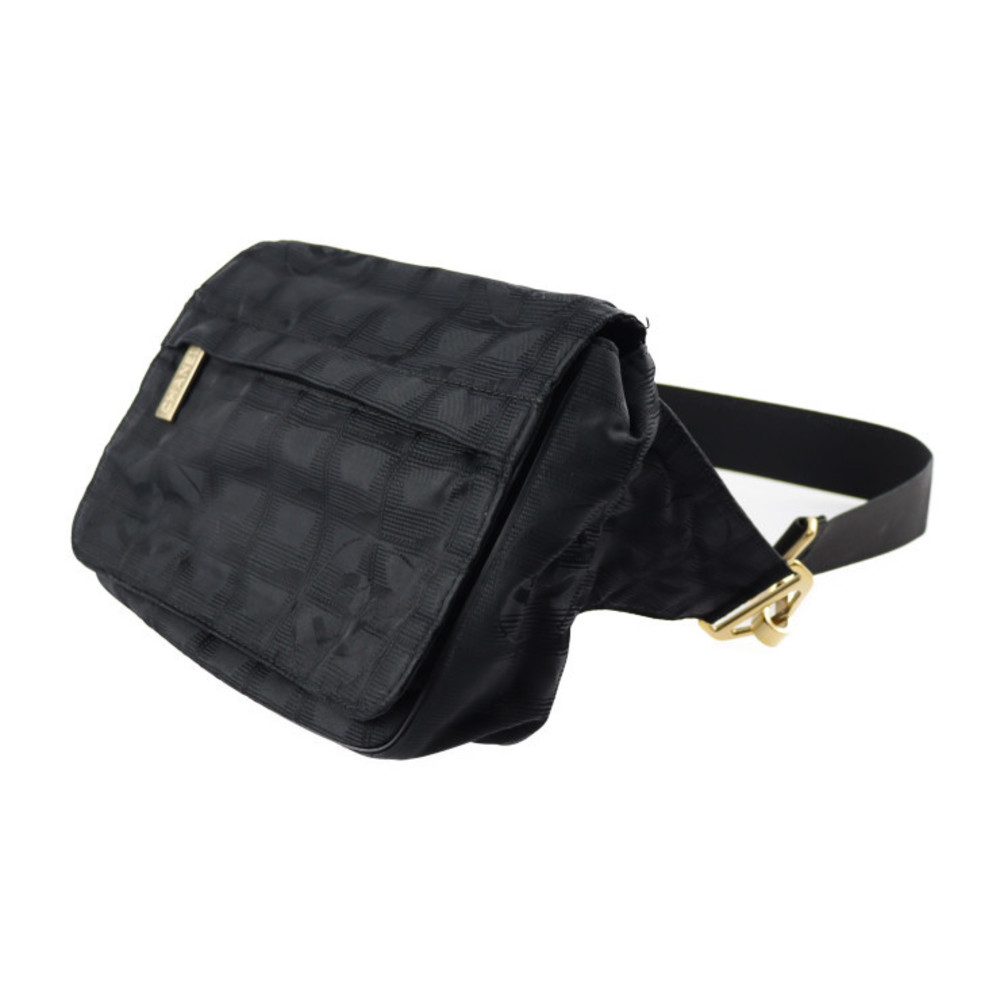 CHANEL Chanel new travel line waist bag A29346 canvas black gold
