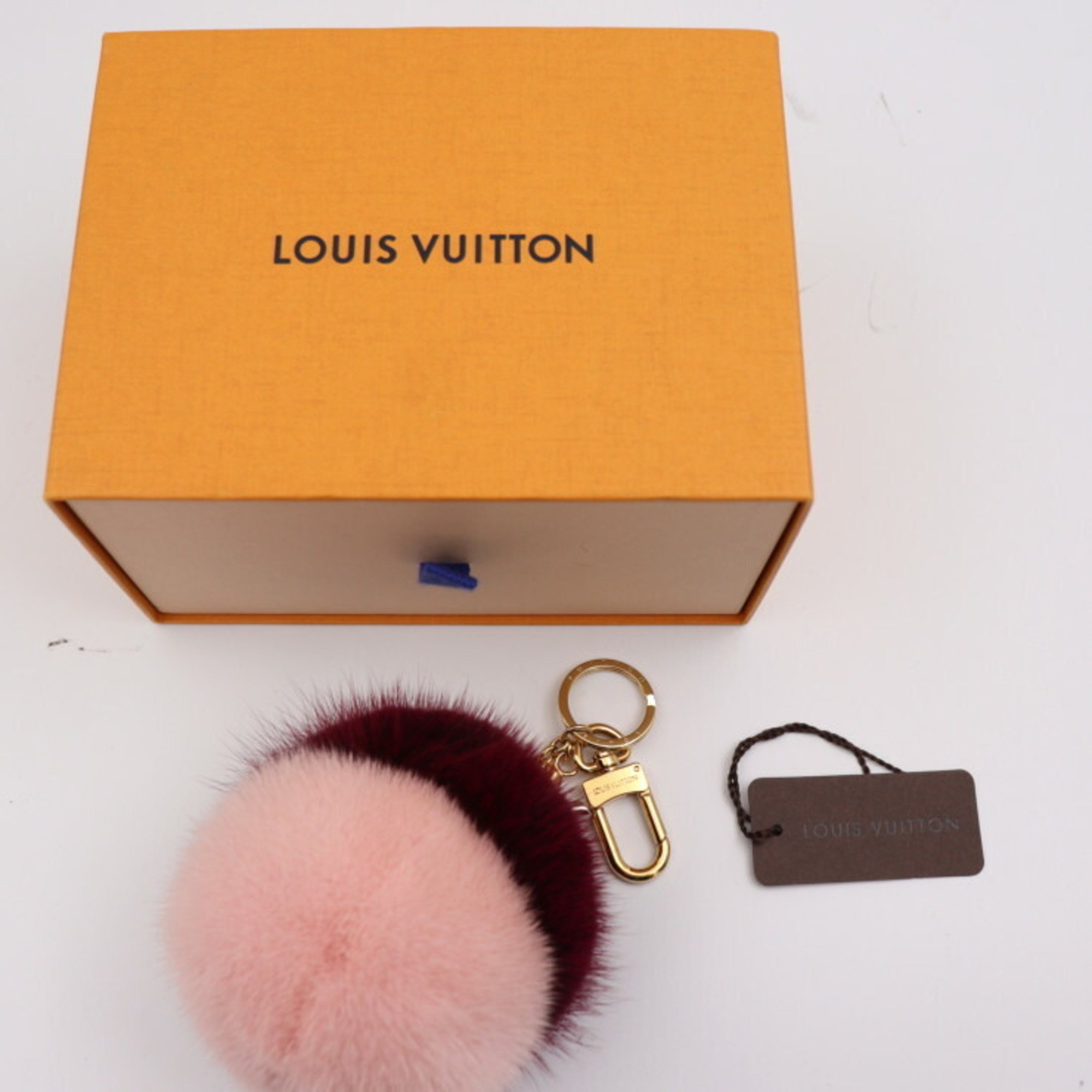 LOUIS VUITTON Louis Vuitton Bubble Duo Keychain M00018 Mink Metal Pink Bordeaux Charm