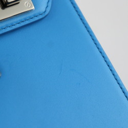 Christian Dior Dior Lock Vertical Pouch Shoulder Bag Leather Blue Pochette