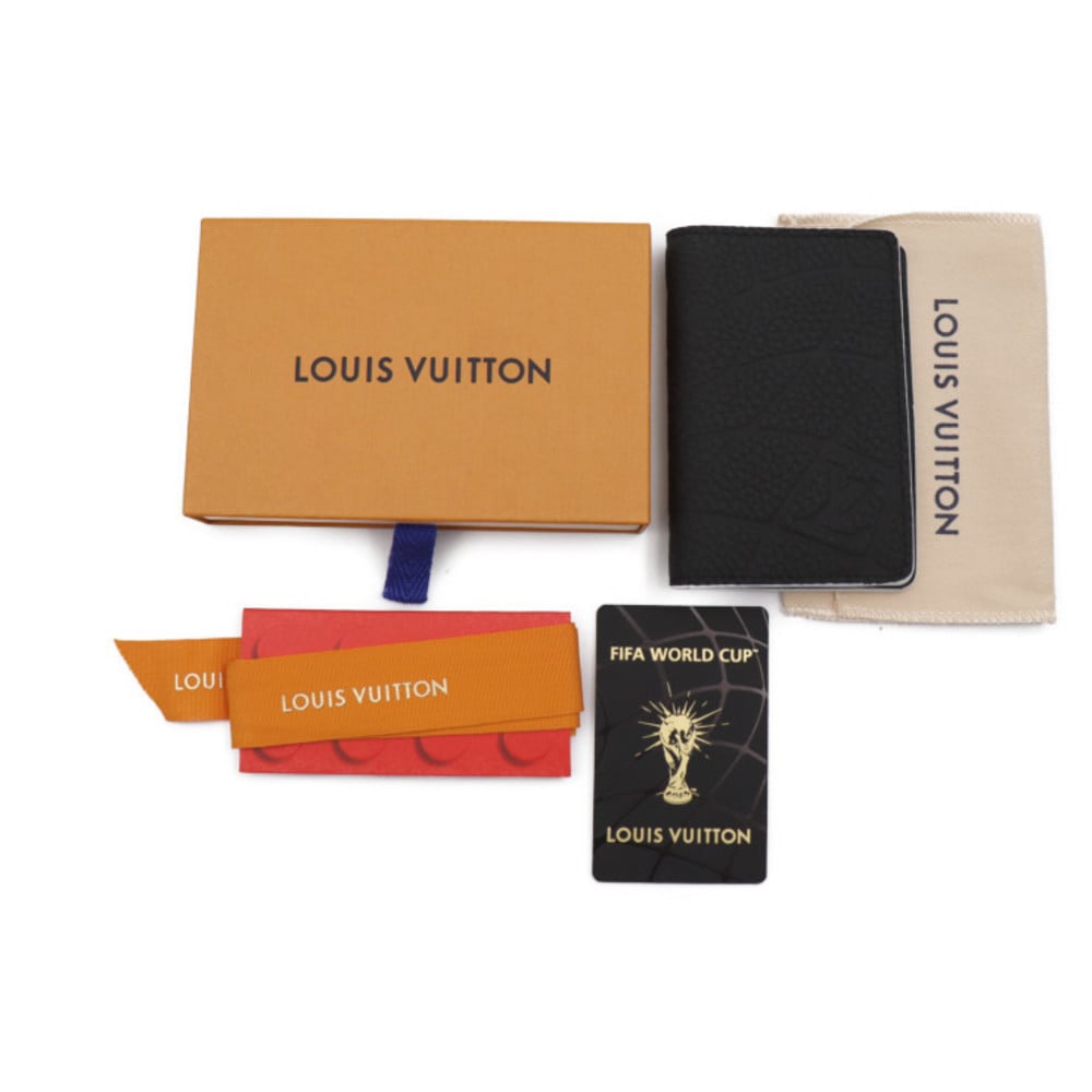 Louis Vuitton Pocket Organizer Card Case M81732 Black Leather FIFA WORLD  CUP