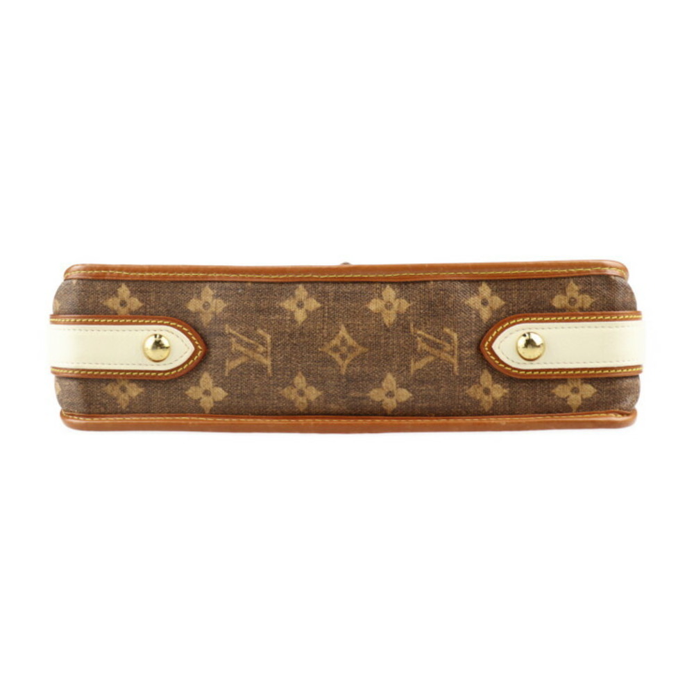 Louis Vuitton White Leather & Brown Monogram Coated Canvas
