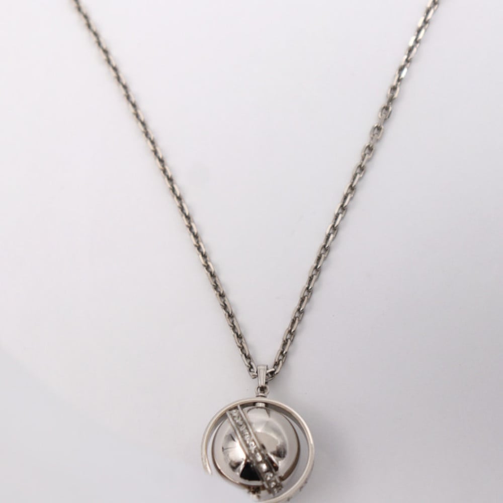 Louis Vuitton Pendant LV Globe Necklace Silver 64cm M00327 Free Shipping