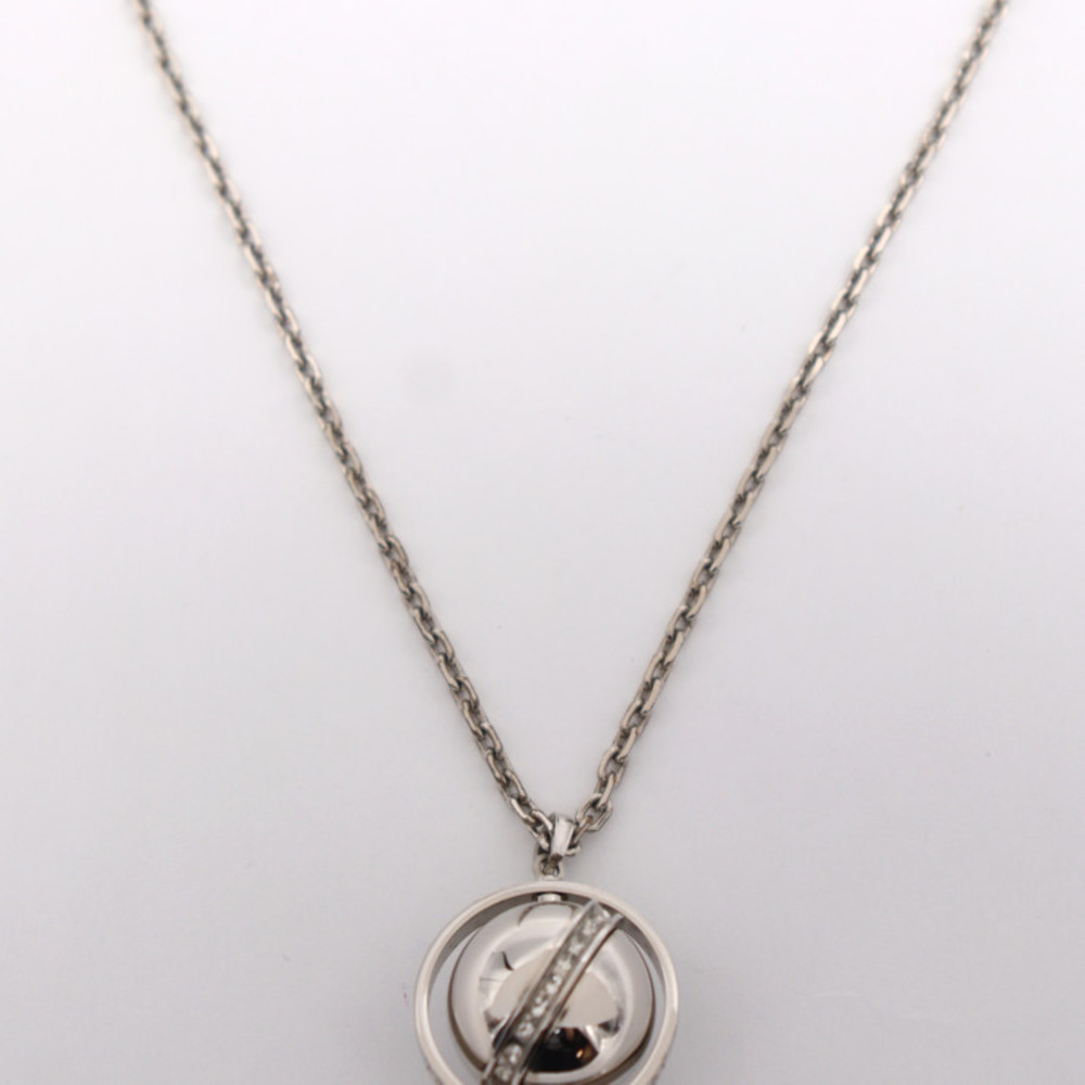 Louis Vuitton Pendant LV Globe Necklace Silver 64cm M00327 Free Shipping