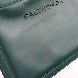 BALENCIAGA Balenciaga navy pochette shoulder bag 339937 leather green silver metal fittings 2WAY second punching