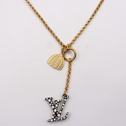 LOUIS VUITTON Louisette Chain Necklace M00365 Gold Metal Monogram Flower  Charm