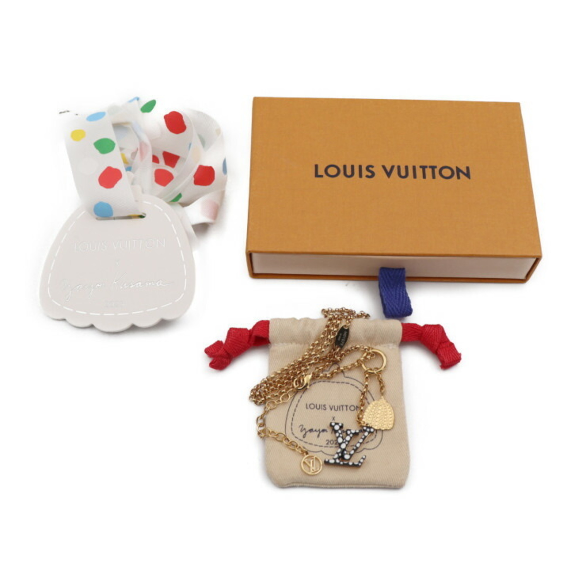 LOUIS VUITTON Louis Vuitton LV x YK Collier Iconic Infinity Dot Yayoi Kusama Collaboration Necklace M01079 Metal Gold Black White Viton
