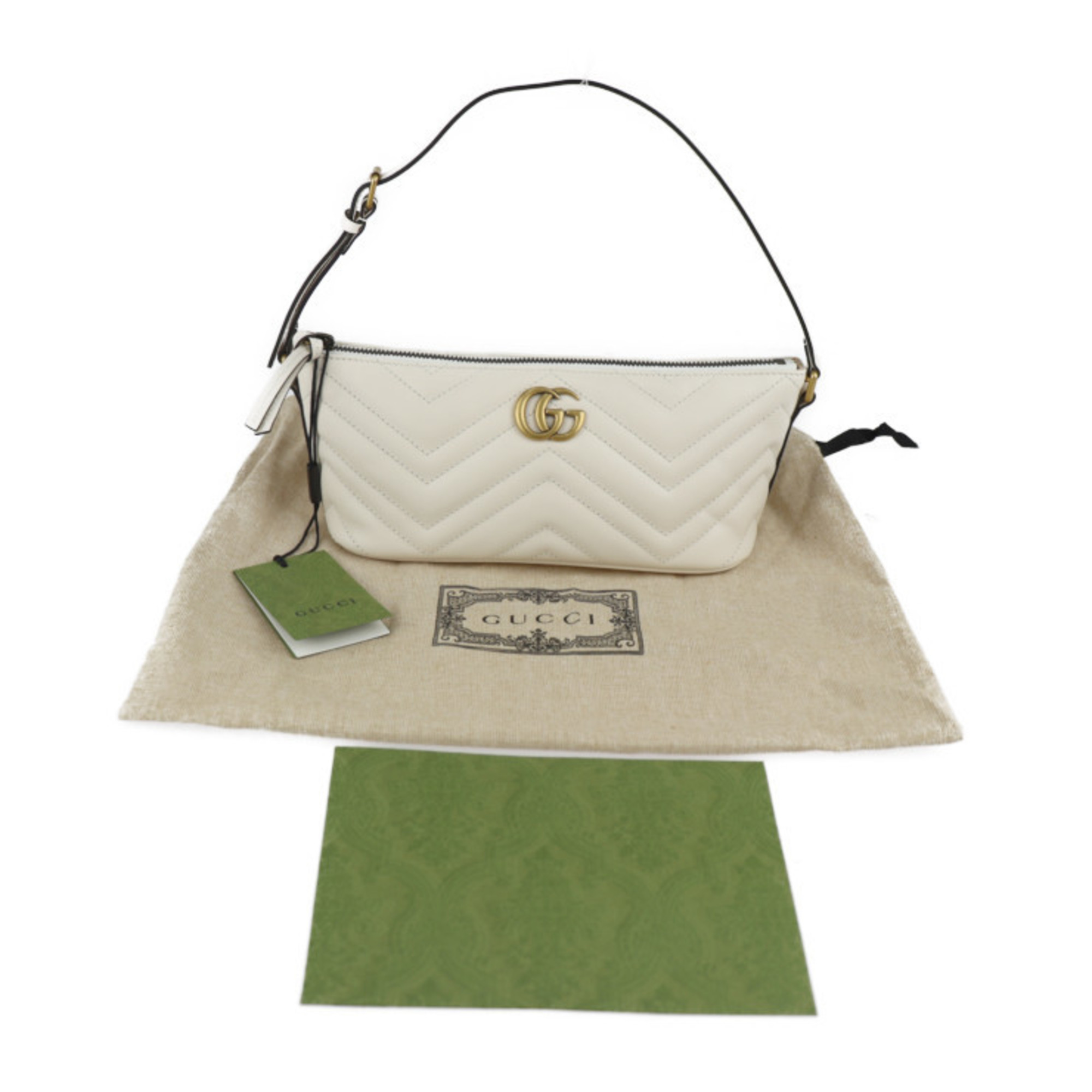 GUCCI Gucci GG Marmont Shoulder Bag 739166 White Ivory Gold Hardware Quilted Handbag