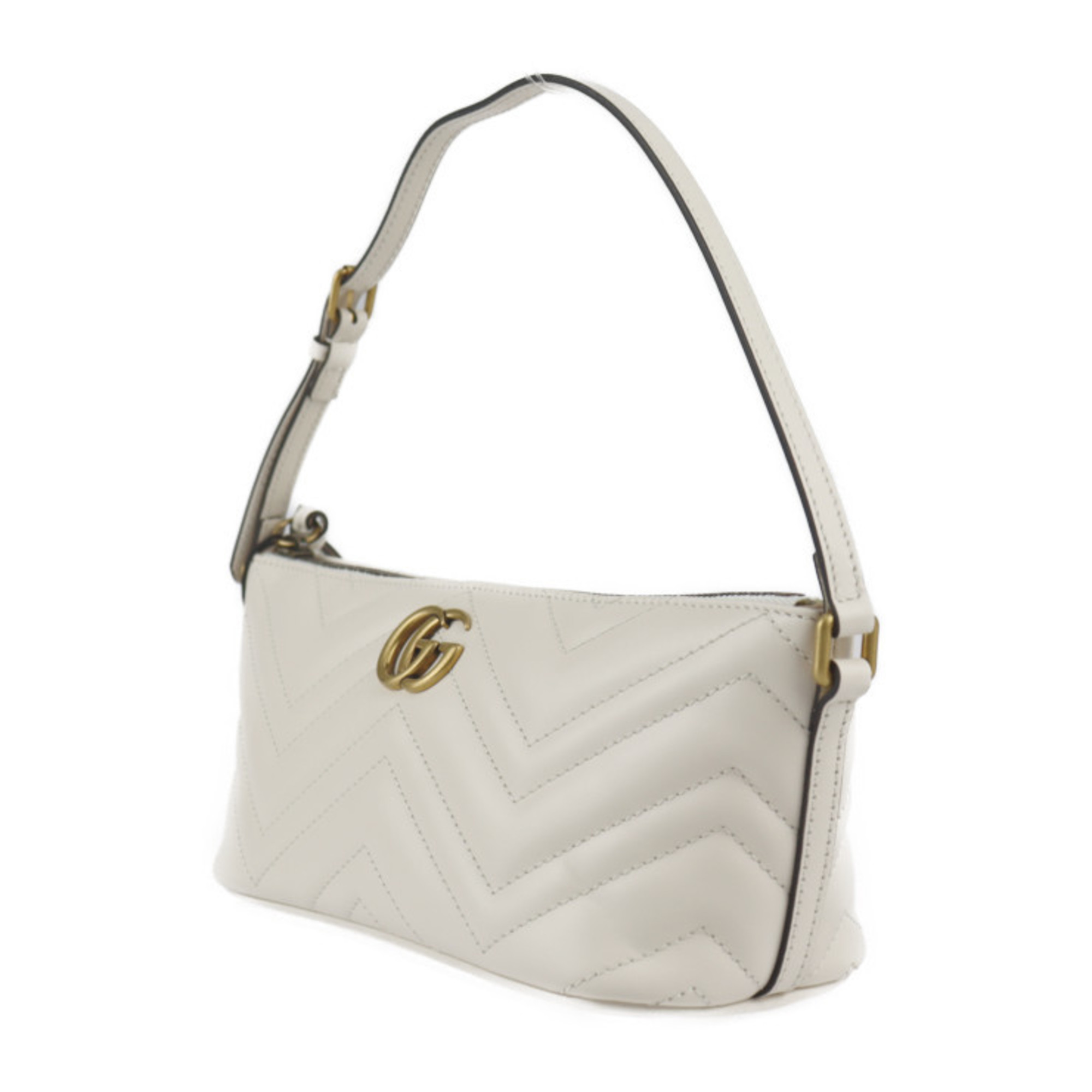 GUCCI Gucci GG Marmont Shoulder Bag 739166 White Ivory Gold Hardware Quilted Handbag