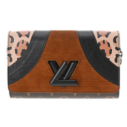 Twist long chain wallet leather crossbody bag Louis Vuitton Brown