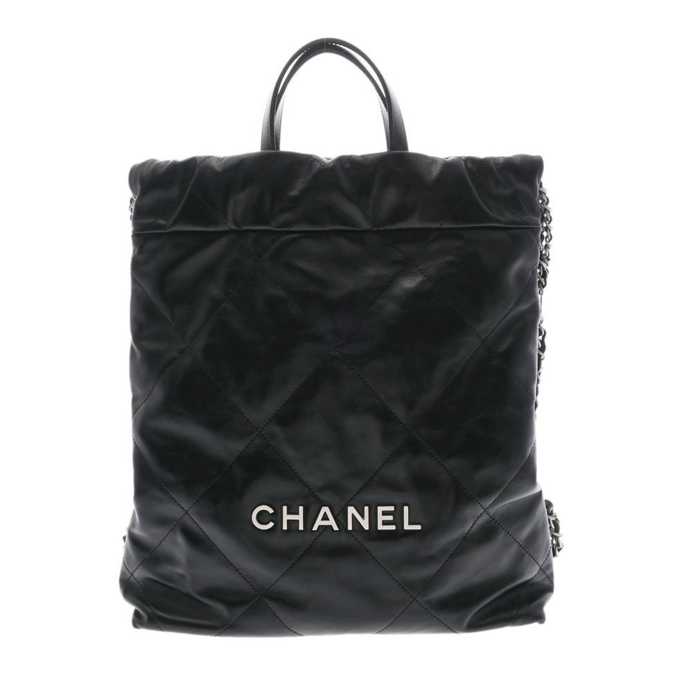 CHANEL Chanel 22 line backpack black AS3859 ladies shiny calf rucksack  daypack