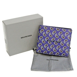 Balenciaga Square Wallet Paisley Pattern 594315 Men,Women Leather Wallet (bi-fold) Black,Purple