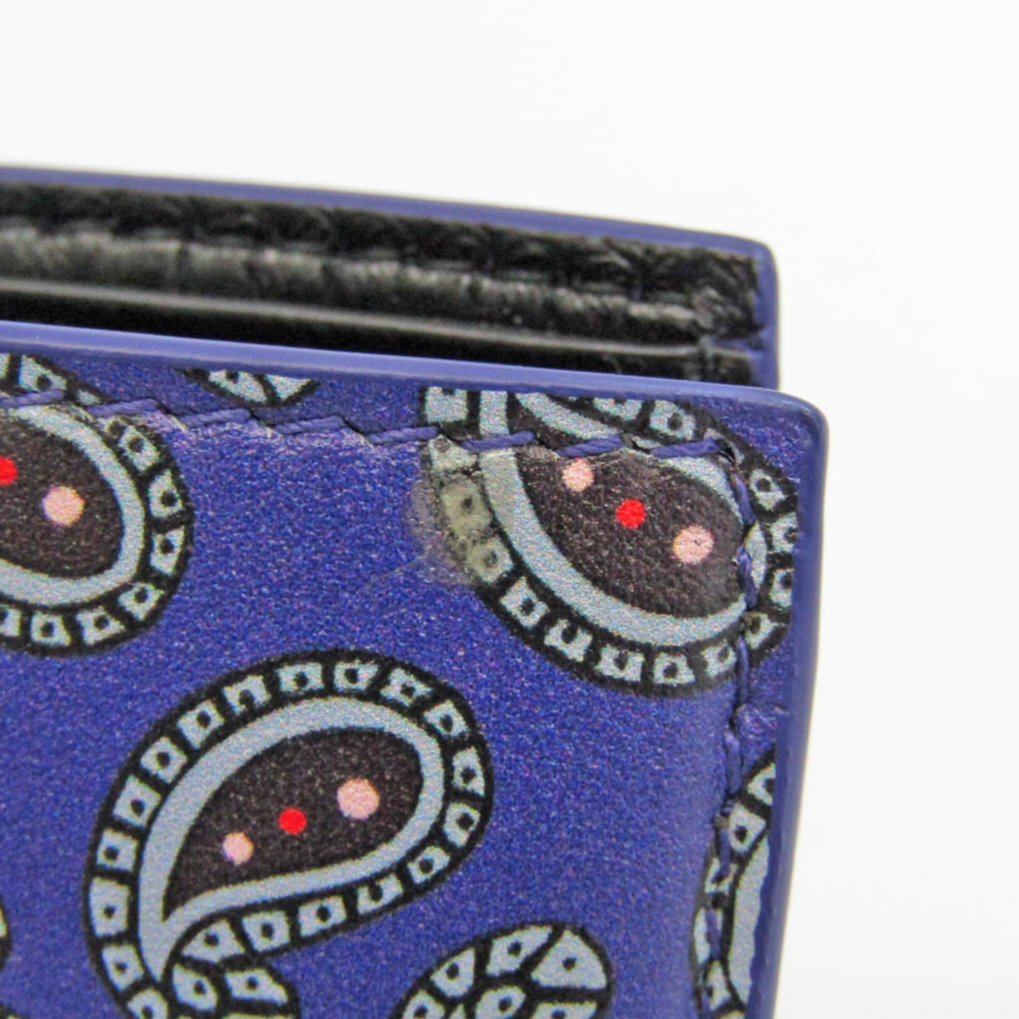 Balenciaga Square Wallet Paisley Pattern 594315 Men,Women Leather Wallet (bi-fold) Black,Purple