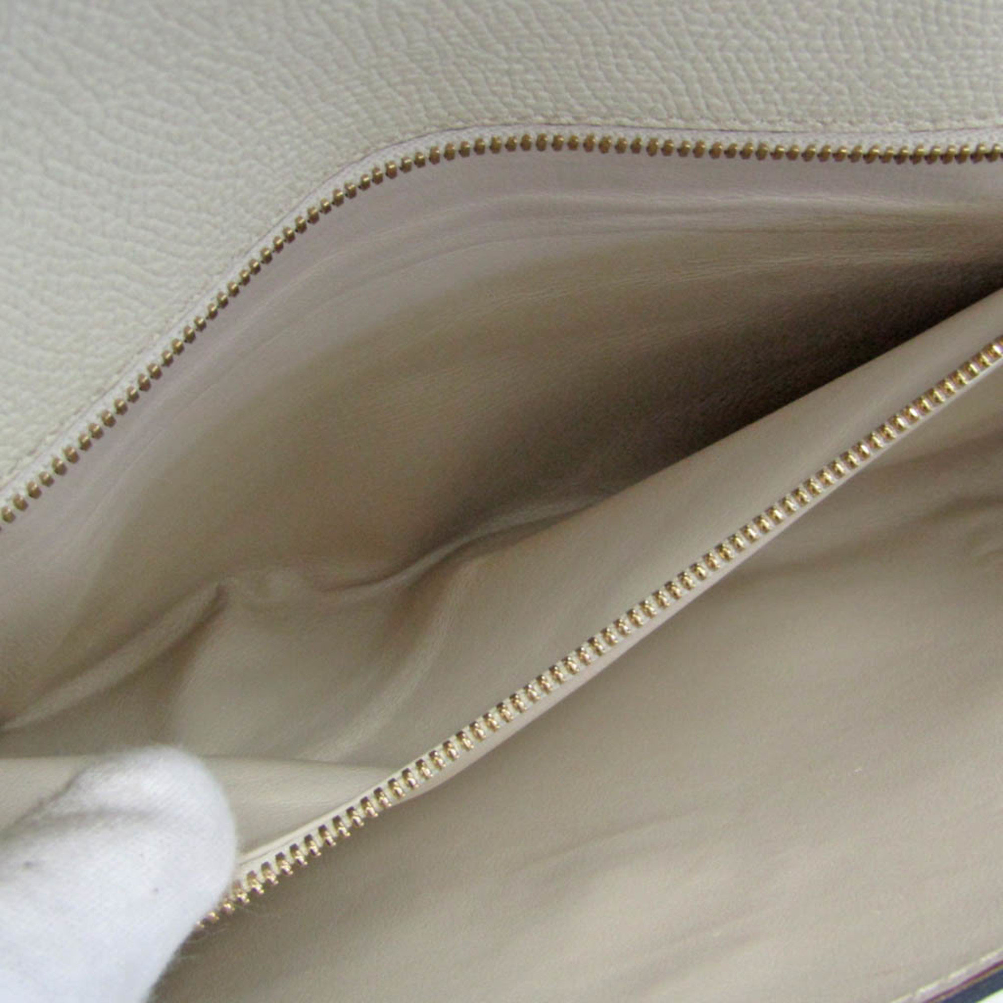 Valextra SCARA LARGE V5C59 Women's Leather Shoulder Bag Cream
