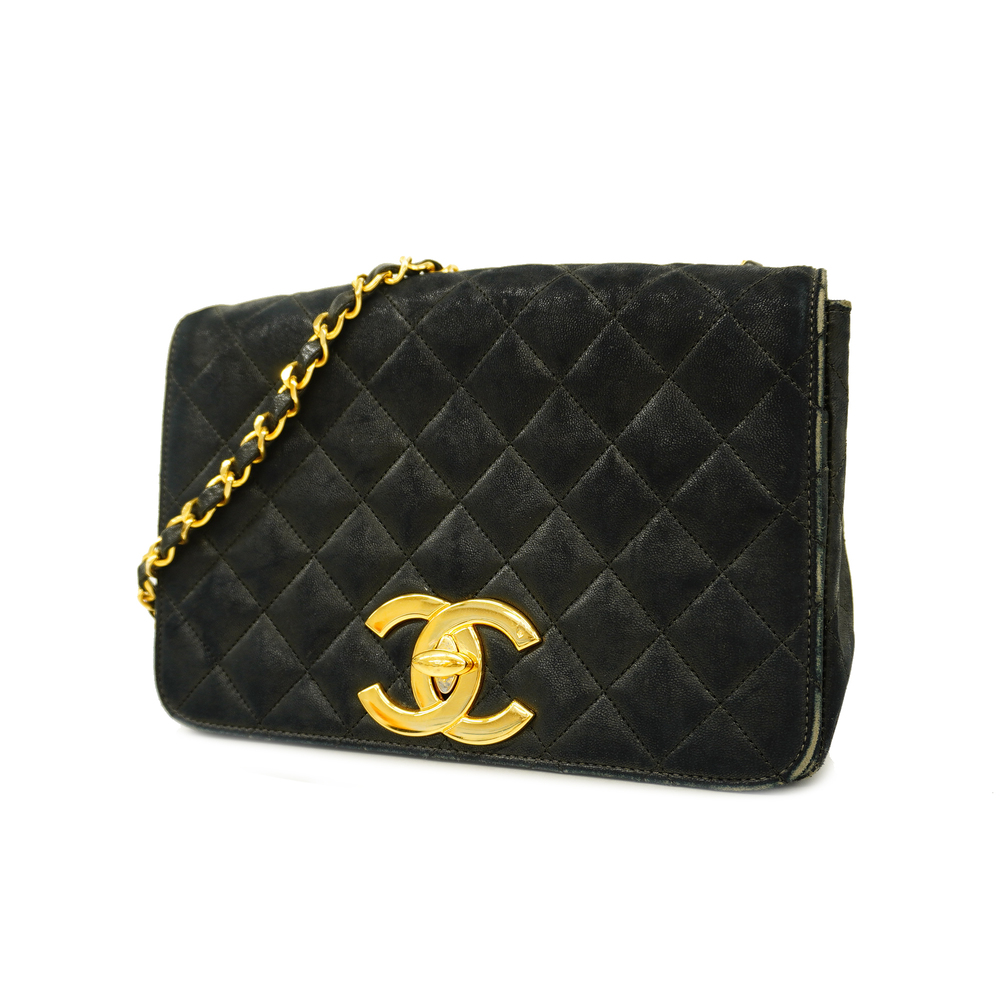 Auth Chanel Matelasse Single Chain Women's Leather Shoulder Bag