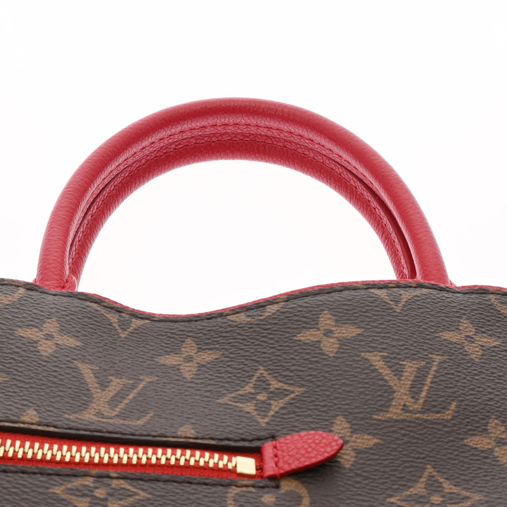 Louis+Vuitton+Popincourt+Shoulder+Bag+PM+Red+Brown+Canvas+Monogram