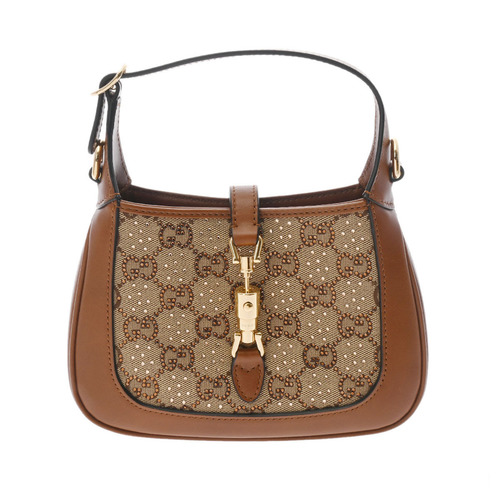 GUCCI Gucci Jackie 1961 GG shoulder bag camel ebony 675799 canvas with ...