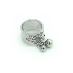 CHANEL Chanel rhinestone ball charm ring size 15