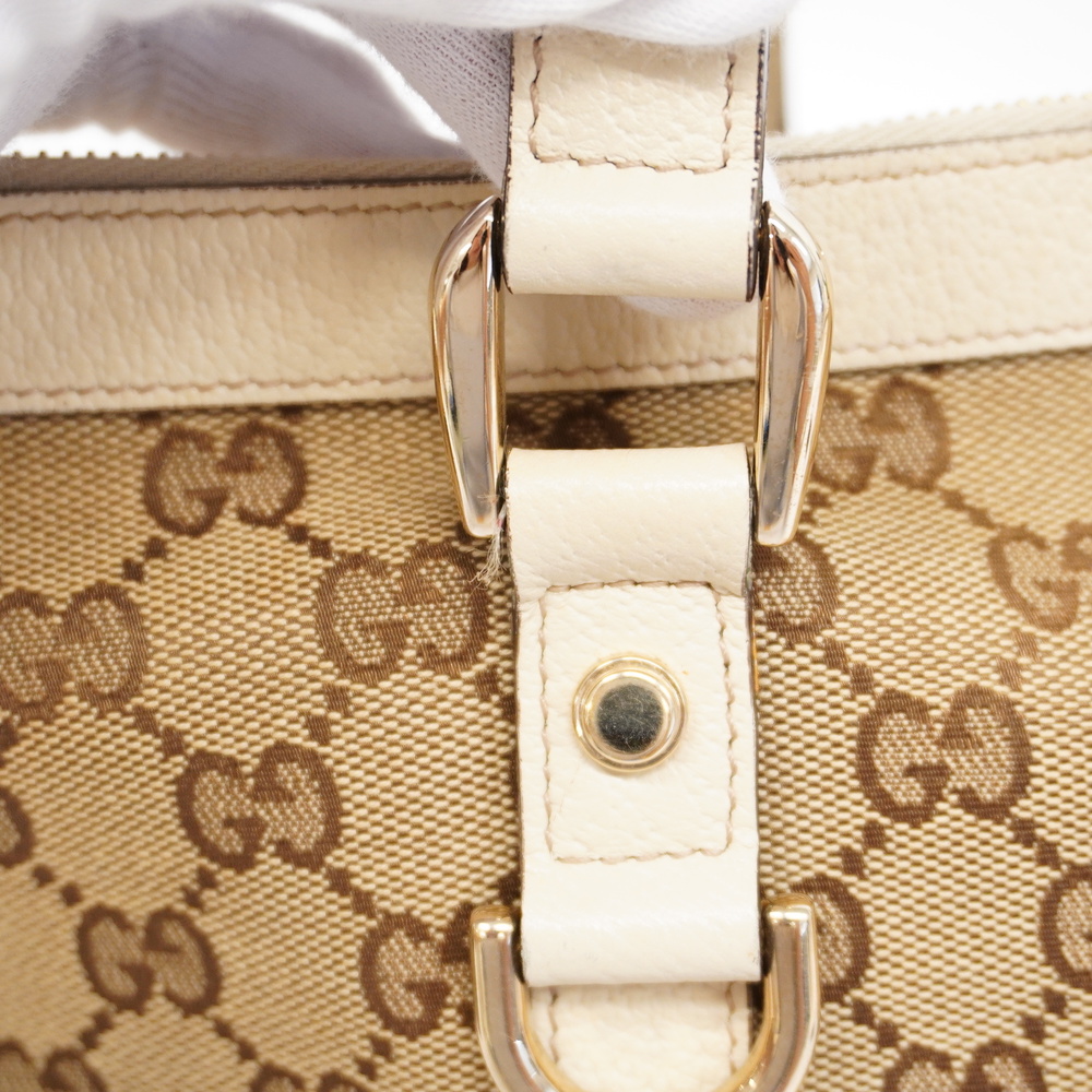 GUCCI D Ring GG Canvas Tote Bag Beige