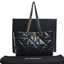 CHANEL Chanel lambskin 19 bag coco mark chain shoulder AS3660 black ladies