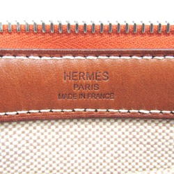 Hermes Misc Loss Hermes Herbag Cabas Dark Brown Canvas Leather Tote