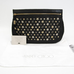 Jimmy Choo ZENA Women's Leather Studded Clutch Bag Black