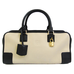 Loewe Amazona 35 Anagrams Women's Leather Handbag Black,Cream