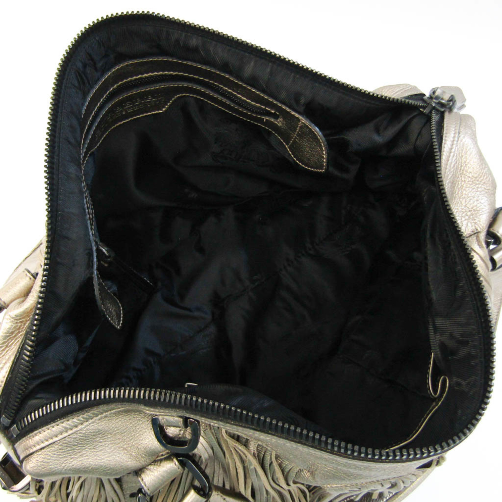 Burberry Fringe Women's Leather Handbag Bronze