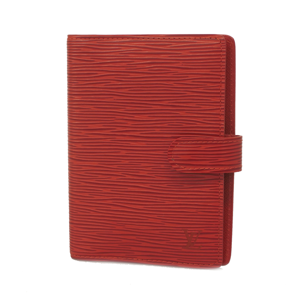 3ab0911] Auth Louis Vuitton Notebook Cover Epi Agenda PM R20057 Castilian  Red Unisex