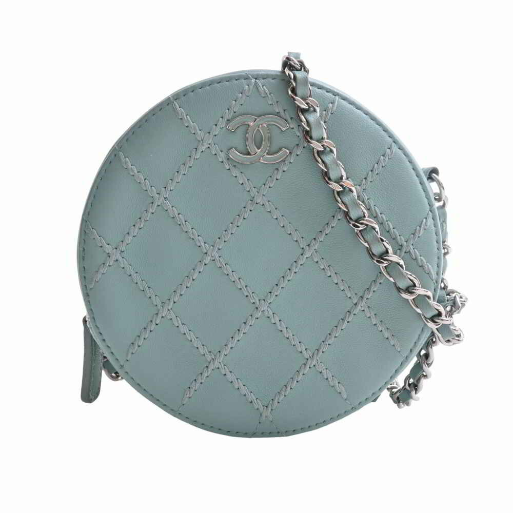 CHANEL Chanel Lambskin Matelasse Ultra Stitch Cocomark Round Chain Shoulder  Bag Blue Ladies
