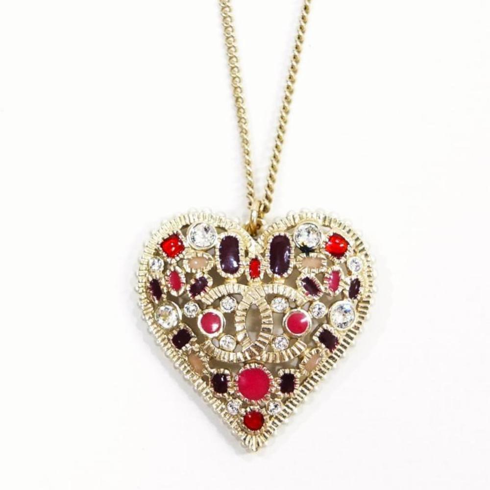 CHANEL Chanel Heart Pendant B16K Coco Mark Multicolor Stone