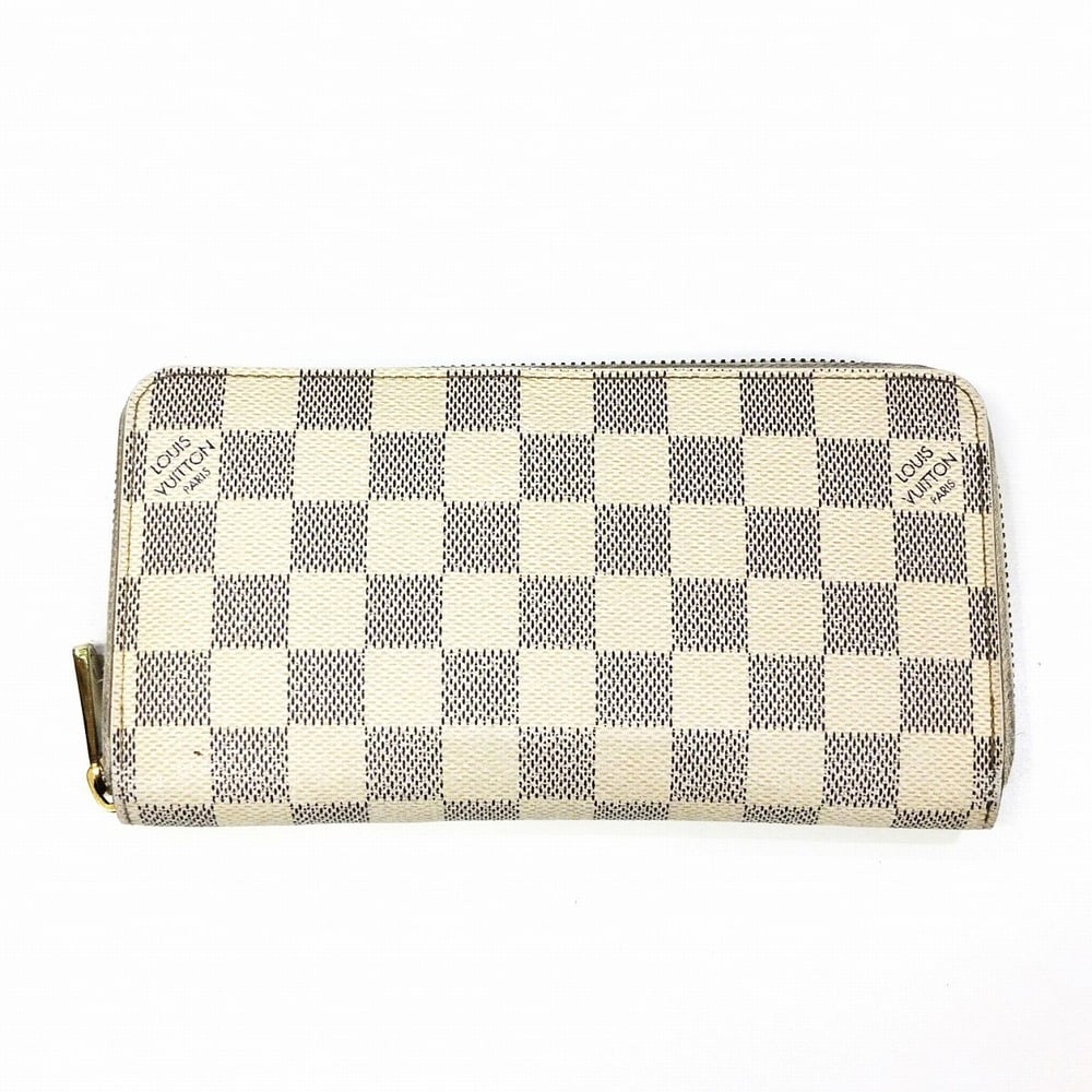 Louis Vuitton Damier Azur Zippy Long Wallet Women White