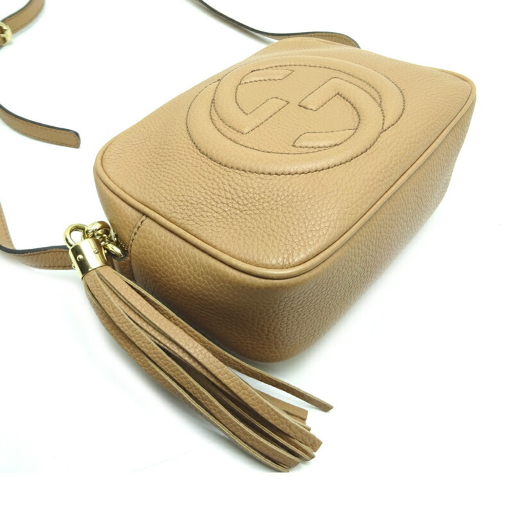 Gucci Interlocking Small Disco Bag Women's Shoulder 308364 Leather Beige