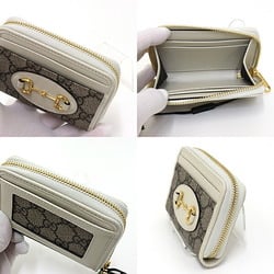 Gucci GUCCI Horsebit 1955 Card Case 658549 Beige Ivory GG Supreme Canvas x Leather