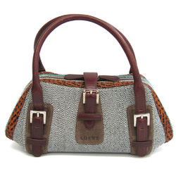 Loewe Women's Leather,Suede Handbag Dark Brown,Multi-color
