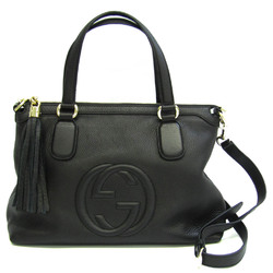 Gucci Soho Interlocking G 308362 Women's Leather Handbag,Shoulder Bag Black
