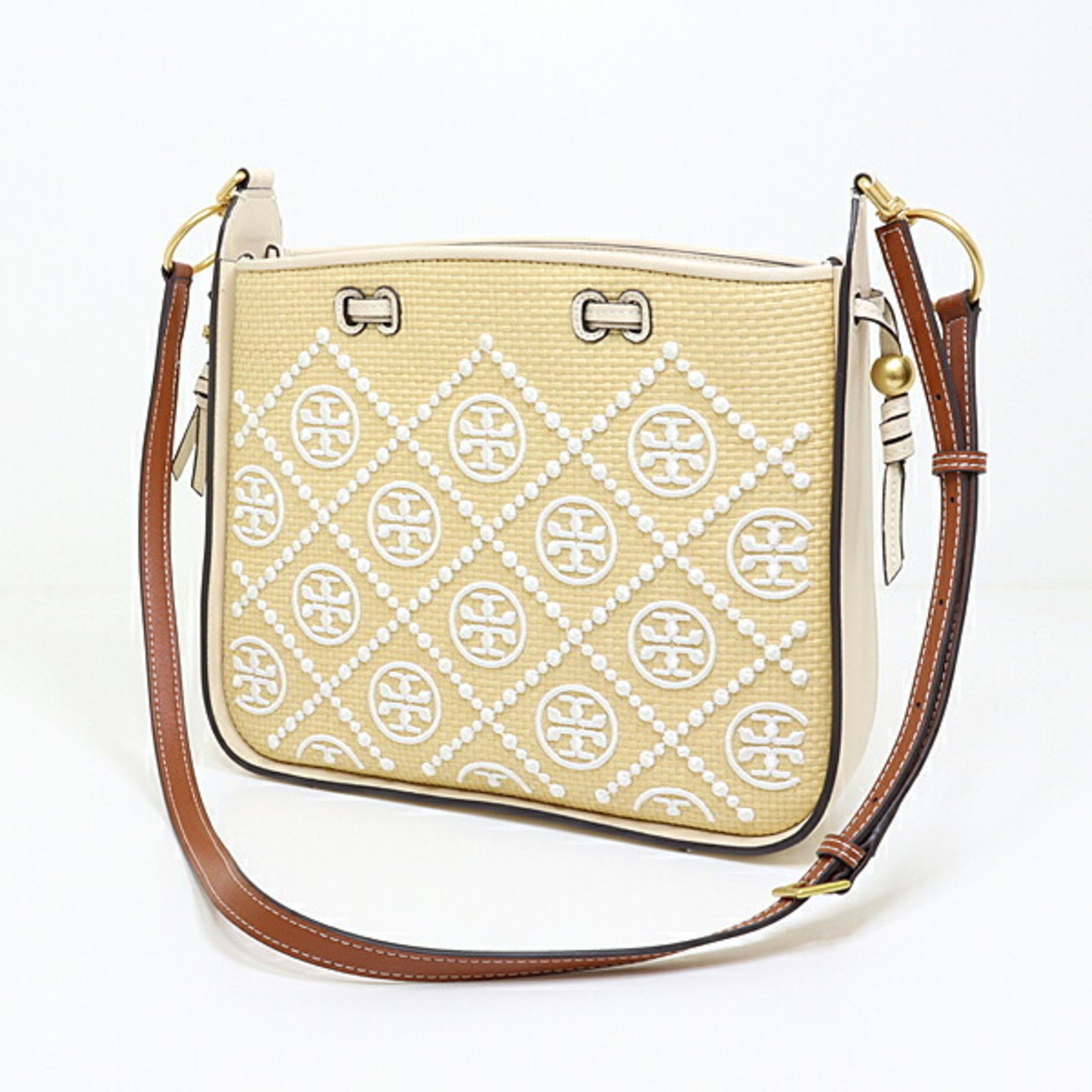 Tory Burch TORY BURCH T monogram straw bell bag shoulder 139101