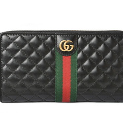 Gucci Men's Women's GUCCI Long Wallet Double G Quilted Leather Round Black 536450