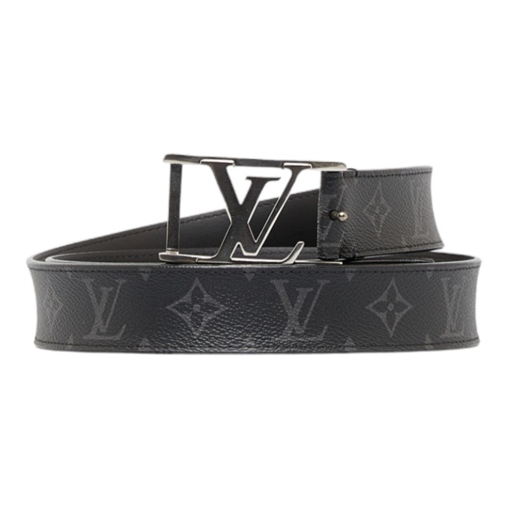 Louis Vuitton Monogram Eclipse Sun Tulle LV Initial 40MM Belt M9043 Black  Silver PVC Leather Men's LOUIS VUITTON