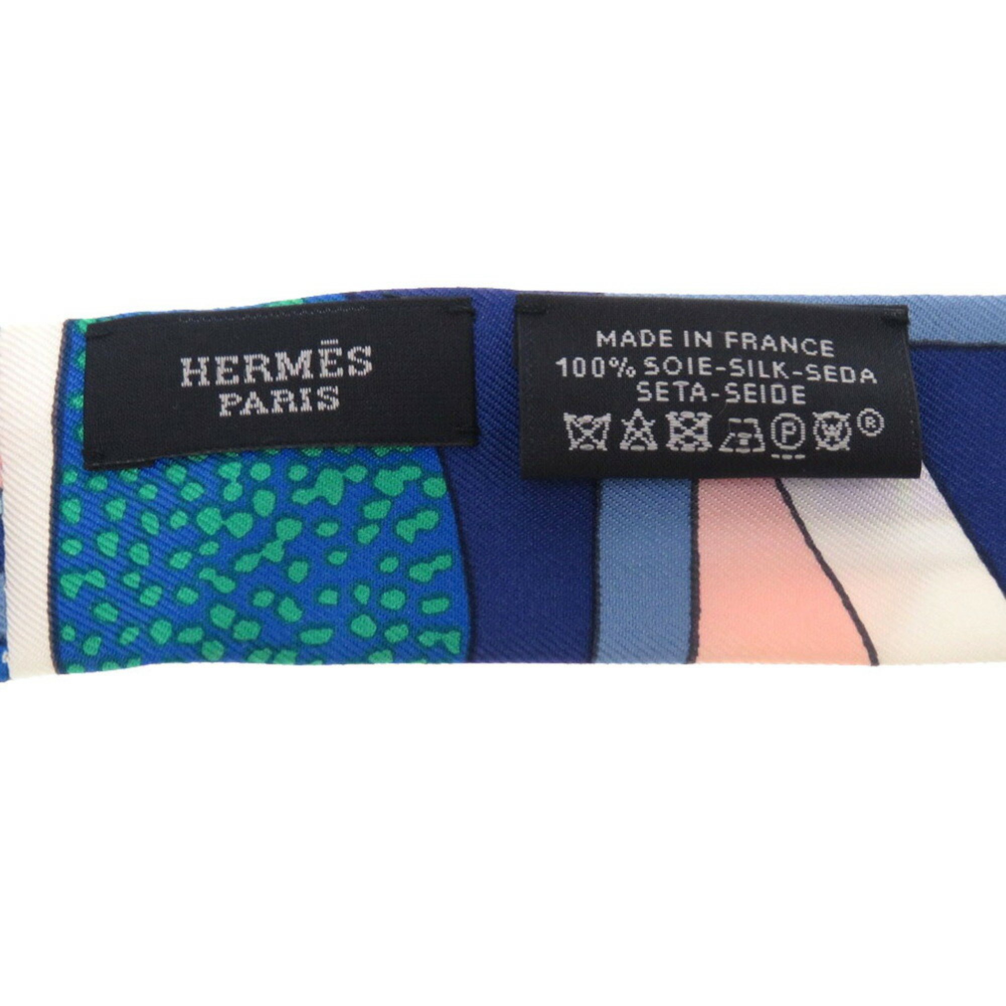 Hermes Twilly Doll Silk Blue Scarf Muffler Ribbon