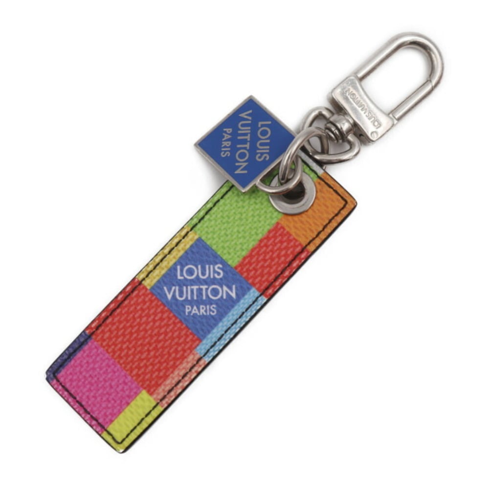 LOUIS VUITTON Louis Vuitton Porto Cle LV Tab Keychain M80227 Damier  Graphite 3D Canvas Multicolor Silver Hardware Bag Charm