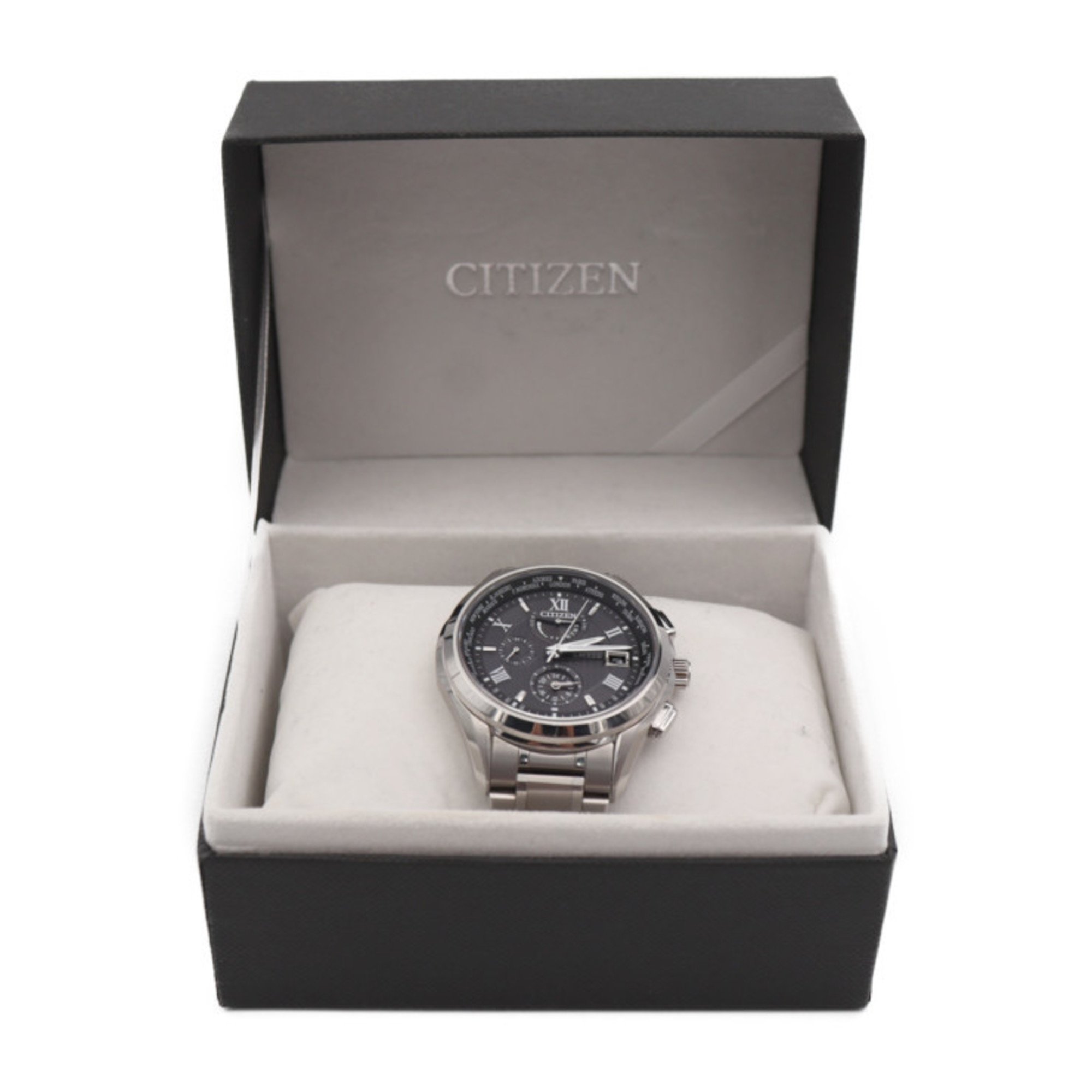CITIZEN Citizen EXCEED Exceed Watch H820-T023916 Titanium Silver Black Dial Eco Drive Solar Radio