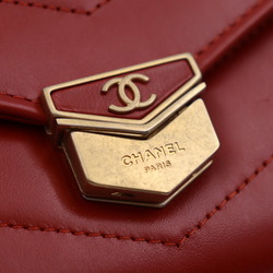 CHANEL Chanel Chevron long wallet A81255 brick color gold metal fittings flap cover lid here mark