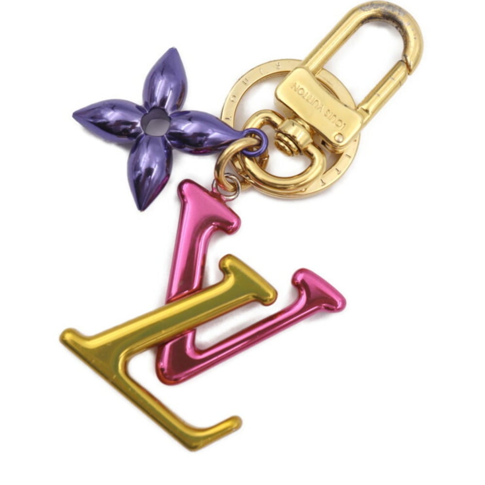 LOUIS VUITTON Louis Vuitton Portocre LV New Wave 2 Key Holder M67808 Metal  Gold Pink Purple Ring Bag Charm